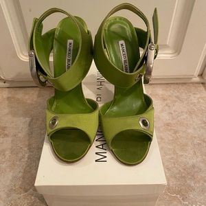 Manolo Blahnik Lime Green Koyu Sandals